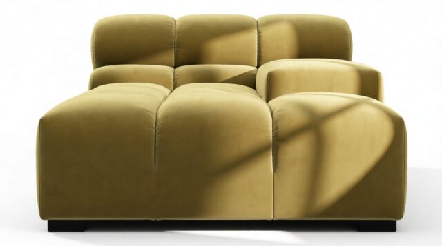 The Tufty – Olive Gold Velvet, Deep Armrest (Right)