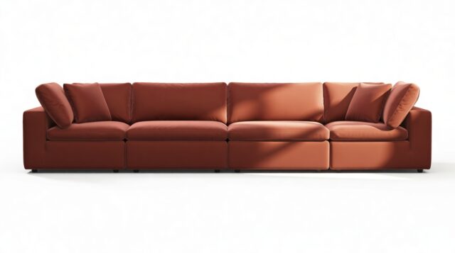 The Ciel – Cinnamon Velvet, Four Seater Sofa