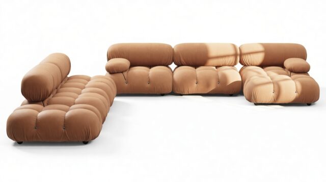 The Bellini – Tan Vegan Leather, Sectional (Large Left Corner)
