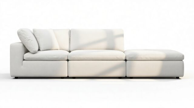The Ciel – White Linen, Open End Sofa (Right)
