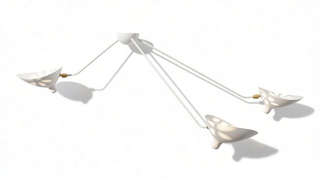 The Mouille – White, 3 Arm Spider Ceiling Lamp