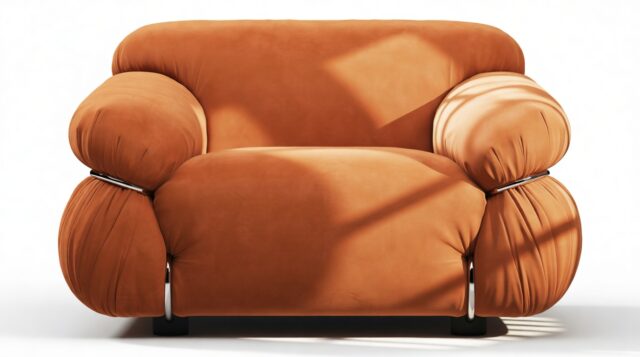 The Sesann – Apricot Velvet, Lounge Chair
