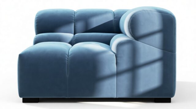 The Tufty – Aegean Blue Velvet, Corner (Right)