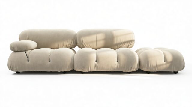 The Bellini – Eggshell Vegan Suede, Open End Sofa (Right)