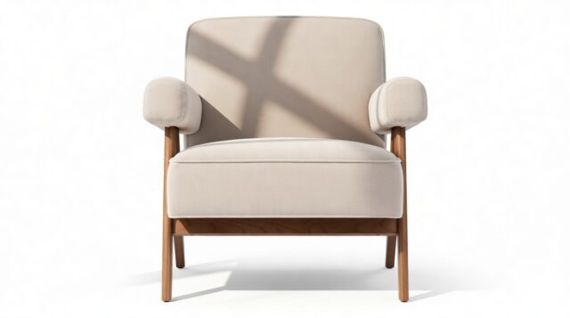 The Jeanneret Lounge Chair – Oyster Luxe velvet