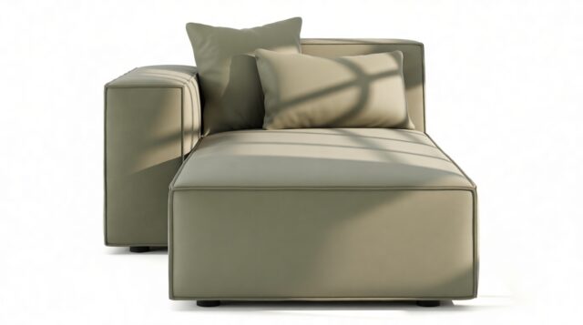 The Arlesia – Sage Vegan Suede, Left Chaise Module