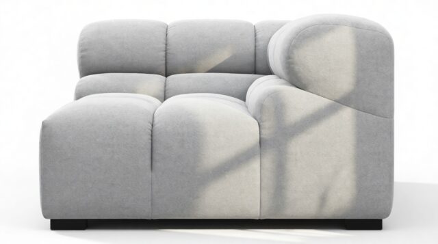 The Tufty – Light Gray Wool, Corner (Right)