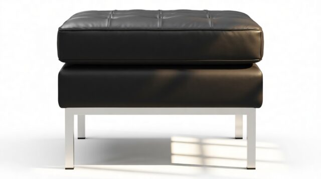 The Florence – Vintage Black Vegan Leather, Ottoman