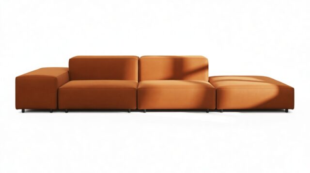 The Extrasoft – Burnt Orange Velvet, Open End Sofa (Right)