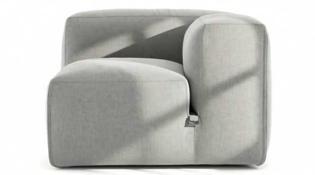 The Le Mura – Soft Gray Brushed Weave, Right Arm