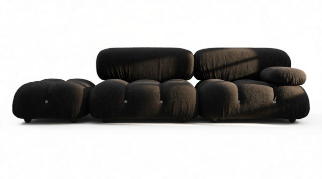 The Bellini – Black Boucle, Open End Sofa (Left)