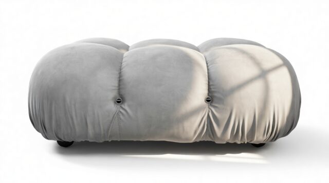 The Bellini – Light Gray Velvet, Ottoman