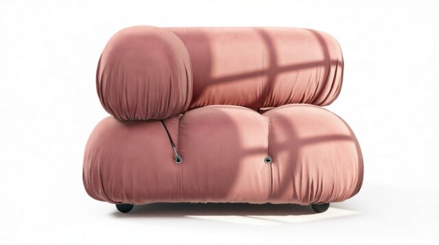 The Bellini – Blush Pink Velvet, Left Corner