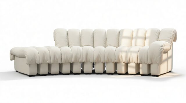 The DS 600 – Cream Vegan Leather, Small Open End Sofa, Left