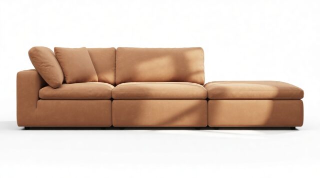 The Ciel – Tan Vegan Leather, Open End Sofa (Right)