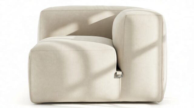 The Le Mura – Eggshell Vegan Suede, Right Arm