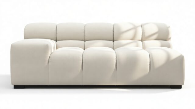 The Tufty – Oatmeal Brushed Weave, Extra Large Armrest (Left)