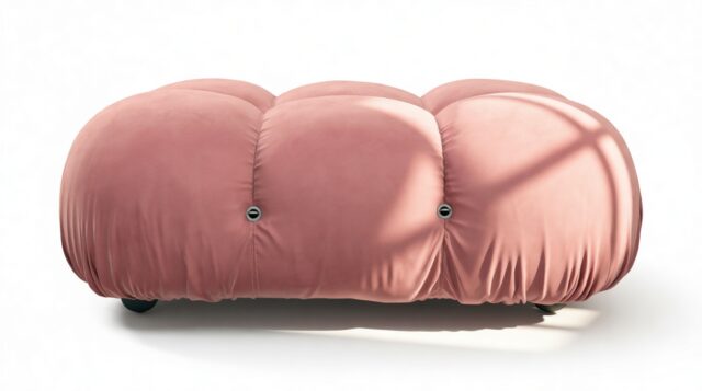 The Bellini – Blush Pink Velvet, Ottoman