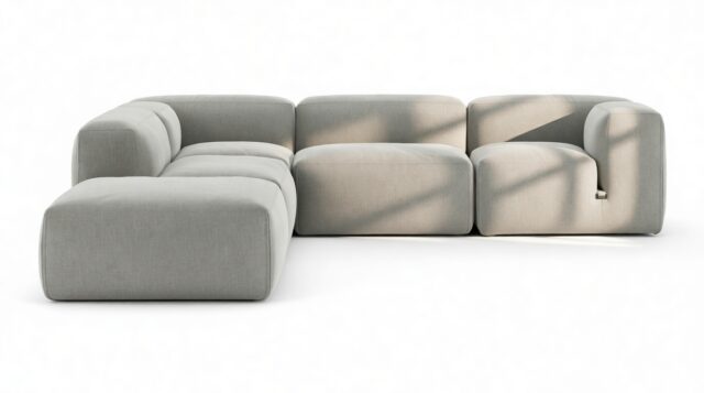 The Le Mura – Soft Gray Brushed Weave, Left Corner