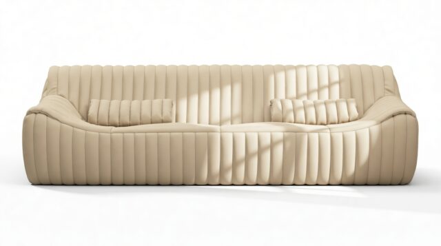 The Sandra – Alabaster Vegan Leather, Three Seater Sofa