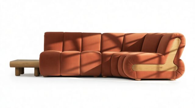 The Rivière – Russet Plush Velvet, Sectional (Right Corner)