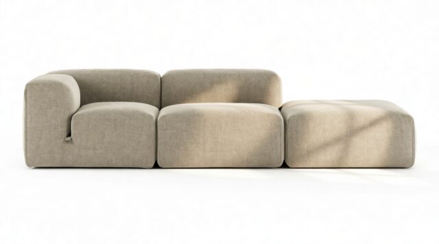The Le Mura – Beige Gray Chenille, Open End Sofa (Right)