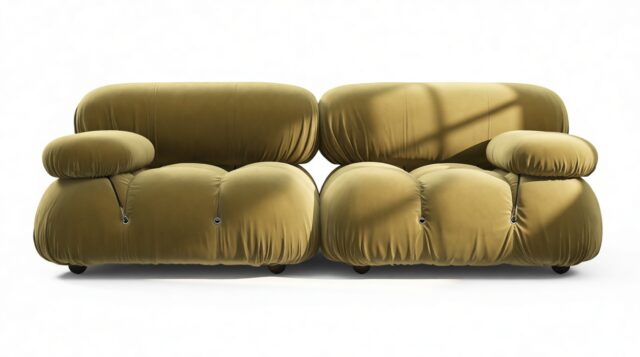 The Bellini – Olive Gold Velvet, Two Seater Sofa