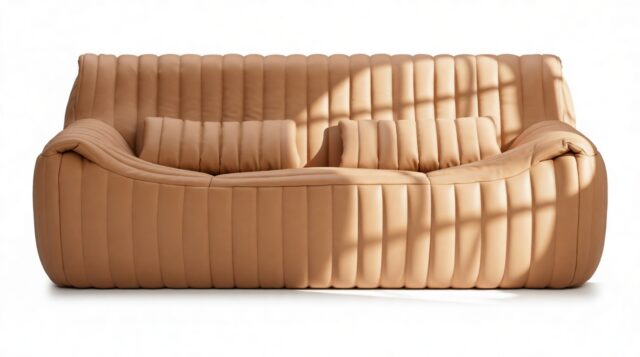 The Sandra – Tan Vegan Leather, Two Seater Sofa