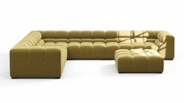 The Tufty – Olive Gold Velvet, Large Corner (Left) – Sectional