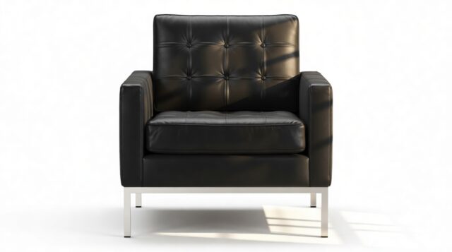 The Florence – Midnight Black Premium Leather, Lounge Chair