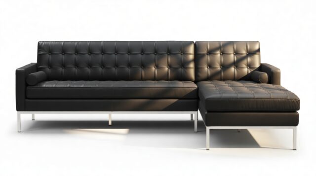 The Florence – Vintage Black Vegan Leather, Three Seater Sofa