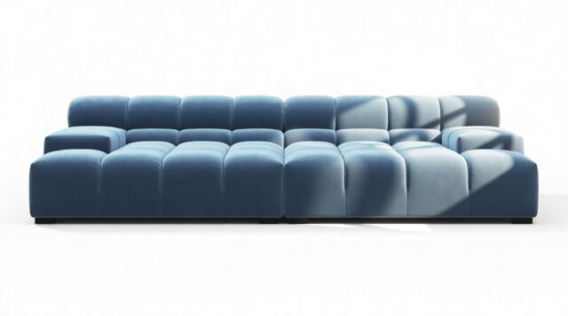 The Tufty – Aegean Blue Velvet, Extra Deep Sofa – Sectional