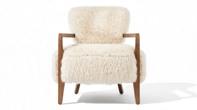 The Palapa – White Long Hair Sherpa, Lounge Chair