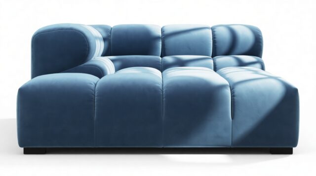 The Tufty – Aegean Blue Velvet, Deep Corner Half (Left)