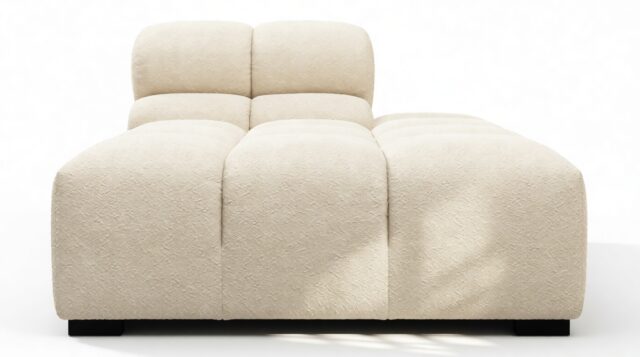 The Tufty – Eggshell Boucle, Armless Chaise (Right)