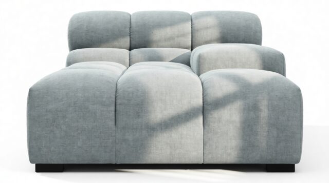 The Tufty – Cerulean Chenille, Deep Armrest (Right)