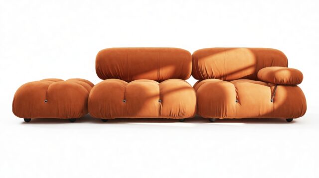 The Bellini – Apricot Velvet, Open End Sofa (Left)
