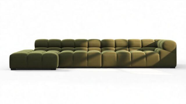 The Tufty – Thyme Luxe Velvet, Sectional Large Chaise (Left)