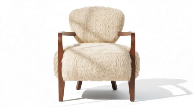 The Palapa – Almond Long Hair Sherpa, Lounge Chair