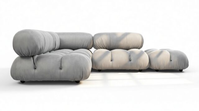 The Bellini – Light Gray Velvet, Sectional (Small Left Corner)