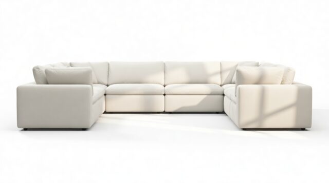 The Ciel – Oatmeal Brushed Weave, Sectional (Eight Seater)
