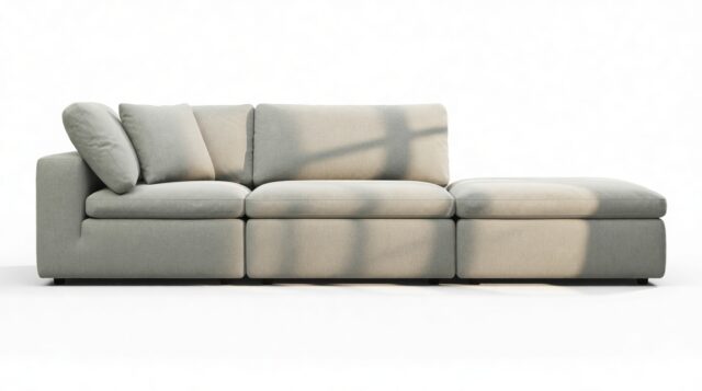 The Ciel – Soft Gray Brushed Weave, Open End Sofa (Right)