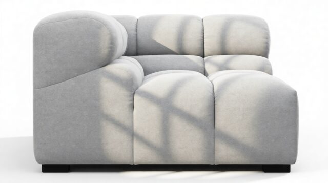 The Tufty – Light Gray Wool, Corner (Left)