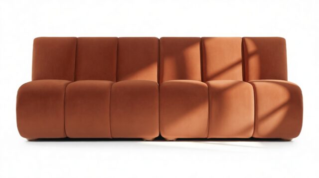 The Rivière – Russet Plush Velvet, Three Seater Sofa