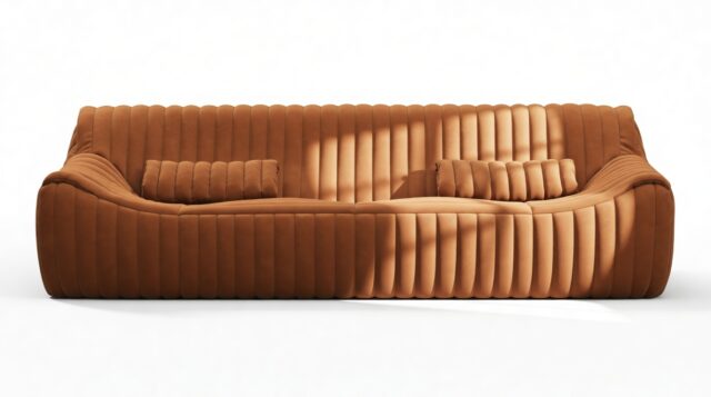 The Sandra – Burnt Orange Vegan Suede, Three Seater Sofa