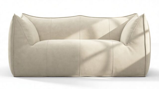 The Bambole – Eggshell Vegan Suede, Two Seater Sofa