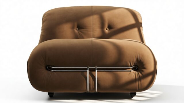 The Soriana – Brown Vegan Suede, Lounge Chair