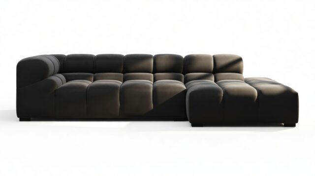 The Tufty – Black Velvet, Small L (Right) – Sectional
