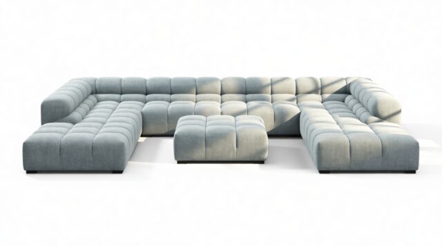 The Tufty – Cerulean Chenille, U Shape – Sectional