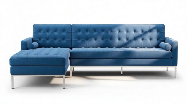 The Florence – Indigo Blue Wool, Three Seater Sofa
